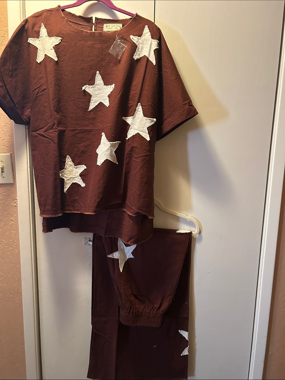 Bad Little Country Girl Rust-Brown Top with Raw Edge Neckline
